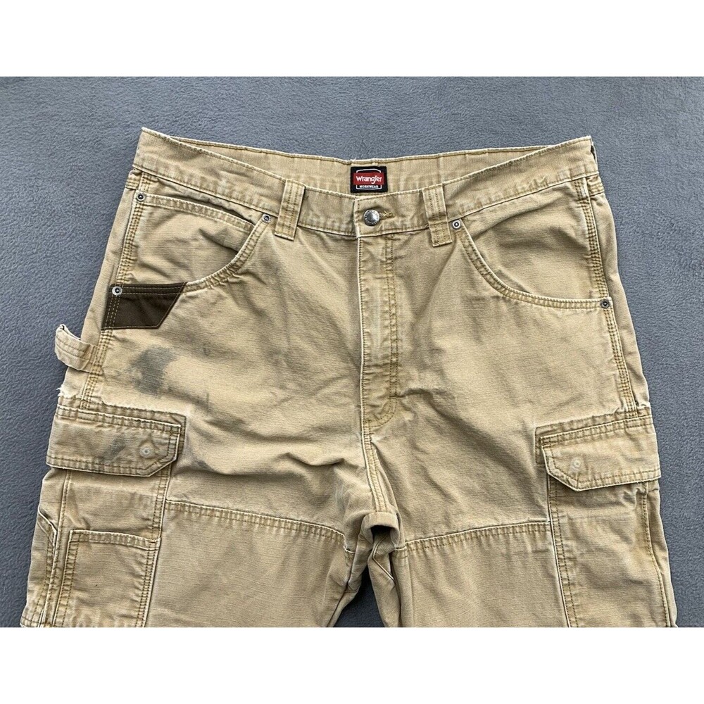 Wrangler Cargo Workwear Pants Mens Size 38 X 31 Beige Outdoor Heavily Stained - Picture 10 of 16